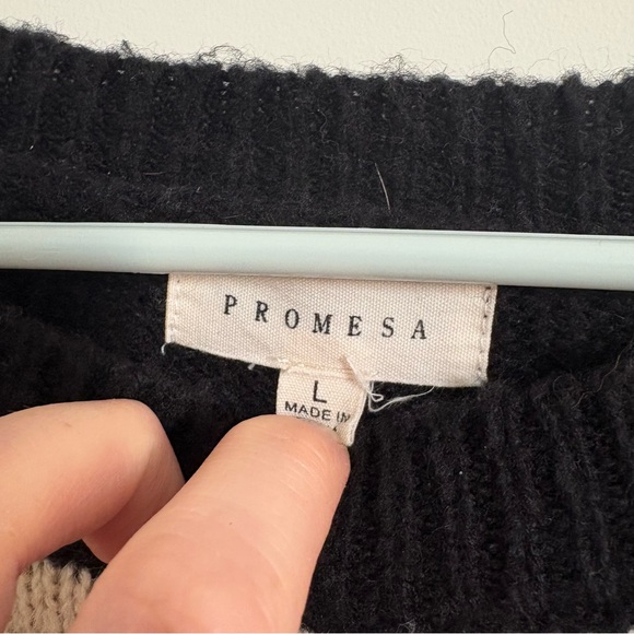 Promesa Women’s Large Acrylic Wool Striped Multicolor Sweater Pink Blue Black - Picture 4 of 6